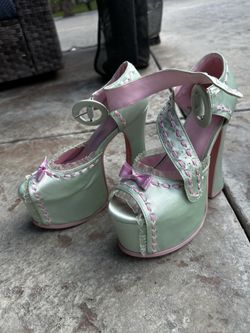 Pastel Green dainty platforms heels shoes