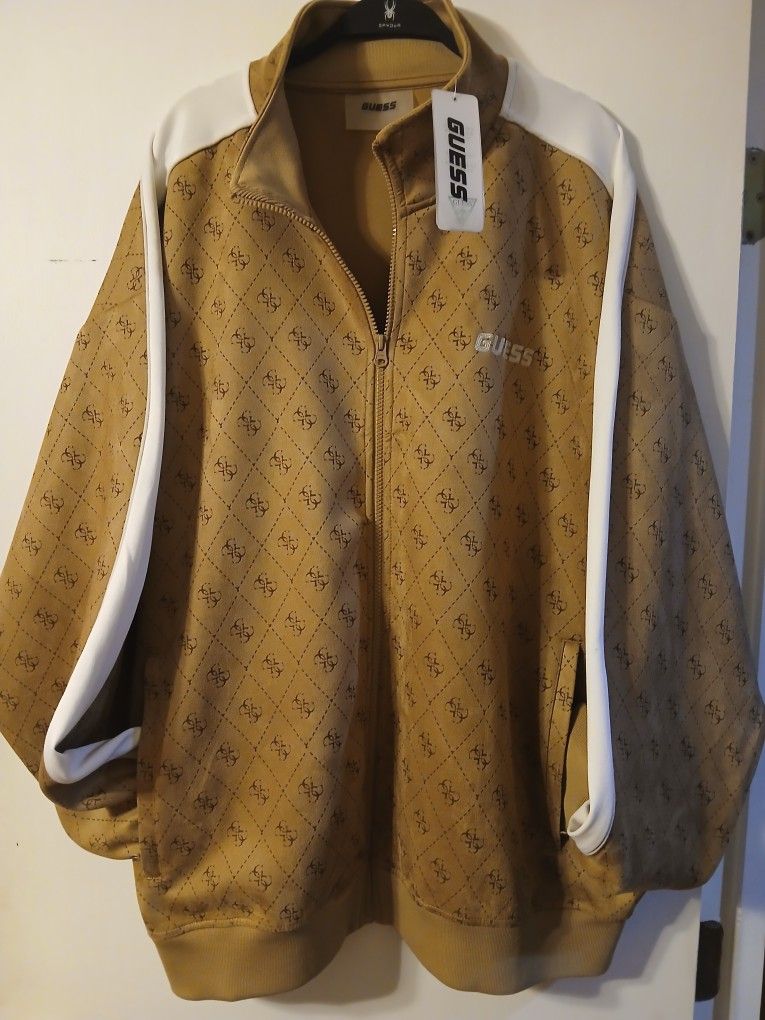 Guess Mens Xxl Allover Print Jacket Fleece