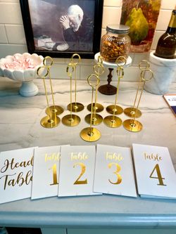 Wedding table stands for table numbers and number cards