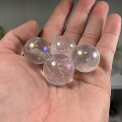 Aura Clear Quartz Mini Sphere Healing Crystal