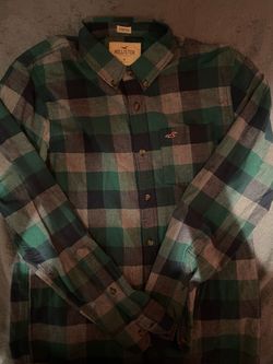 Hollister Plaid Stretch Button-Down Shirt long sleeve SIZE-M