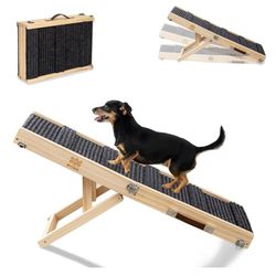 Foldable Solid Wood Pet Small Ramp with 5 Heights 45-pound load capacity