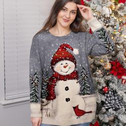 Fun 3D Printed Sweatshirt for Women and Men, Ugly Christmas Long Sleeve Graphic Sweater, Christmas Couple Outfit
