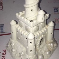 Large Partylite Votive Candle Holder Sandcastle Ivory Aquarium Castle