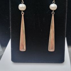Pearl And Silver Earrings 