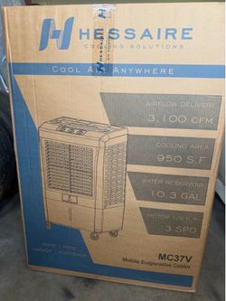 Brand New 3,100 CFM Portable Evaporative Cooler (Swamp Cooler) – Cools Up to 950 Sq. Ft.