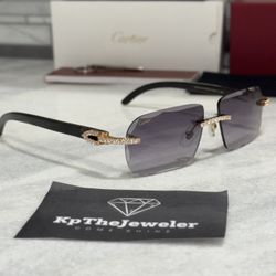 Cartier Black Buffs Purple Diamond Cut Lenses Gold