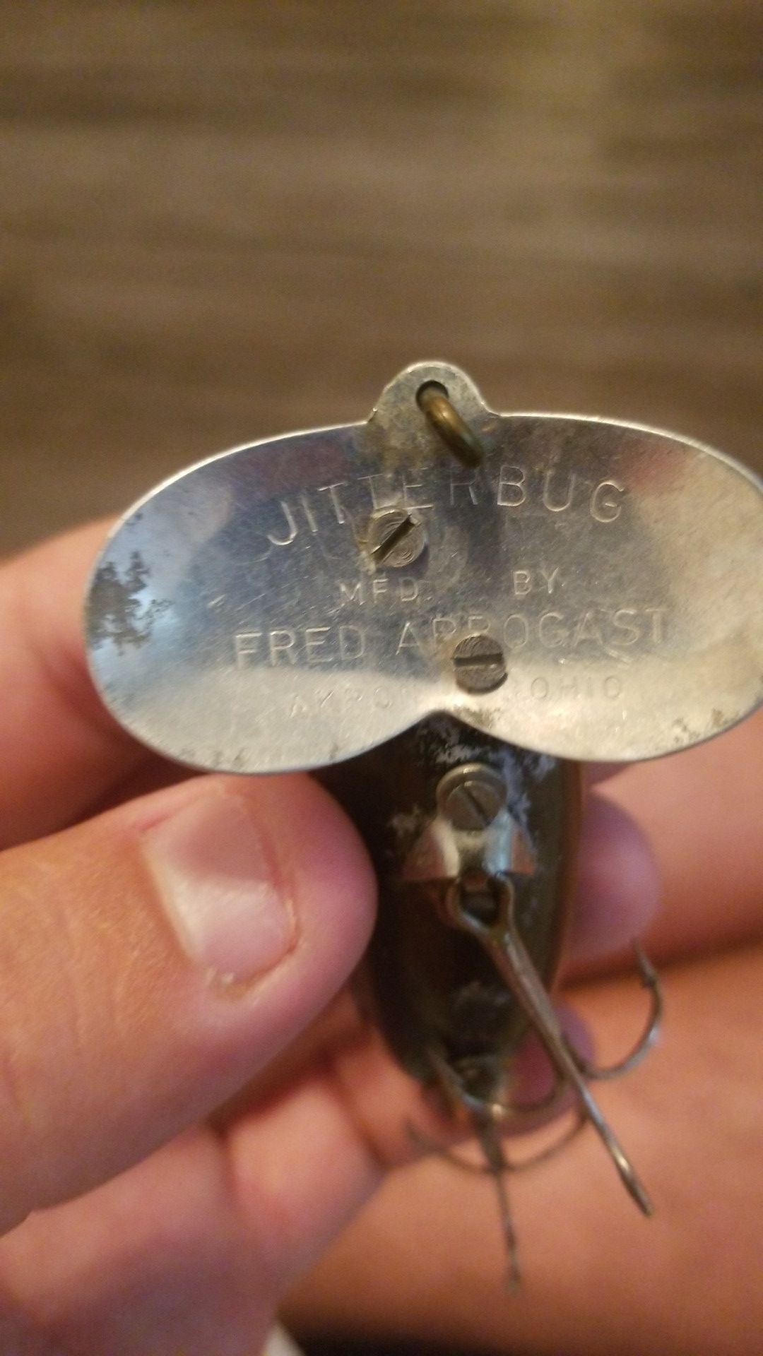 Vintage black jitterbug fishing lures wood