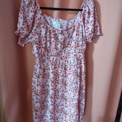 Pink Flowers Dress Size XL