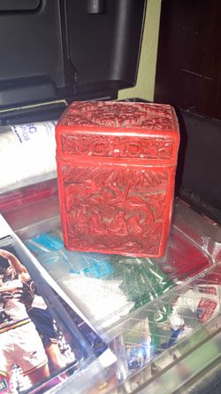 Cinnabar box w/ playing cards