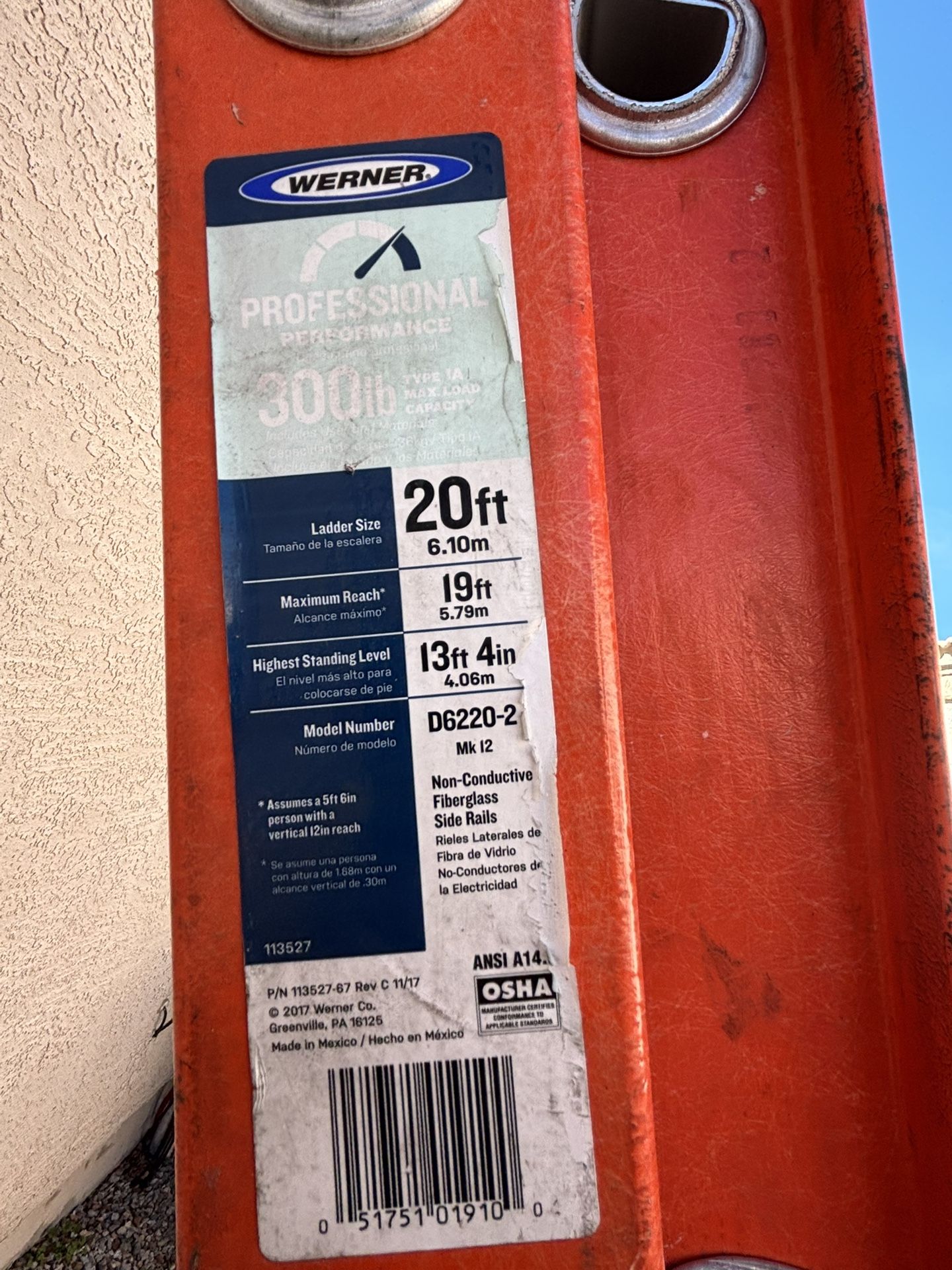 werner 20 ft extension ladder