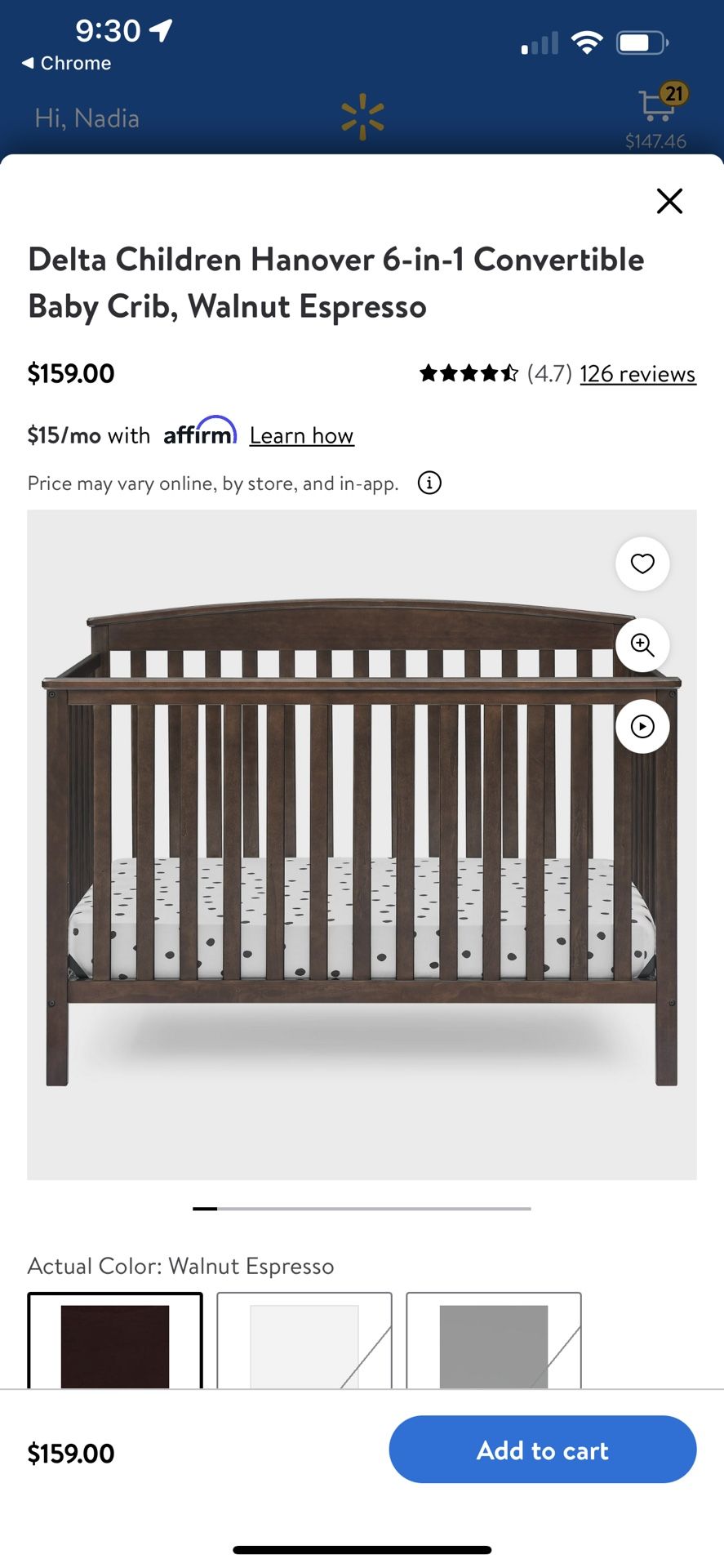 Hanover In Convertible Crib With Mattress