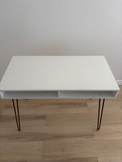 URGENT PICK UP!! White Desk with Hairpin Legs and Storage