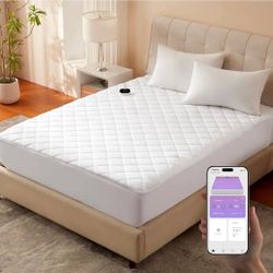 Bwarm WiFi Heated Mattress Pad Queen Size, Bed Warmer with 9 Heat Settings, 1-12 Hours Auto Off Deep Pocket Queen 60"x80"