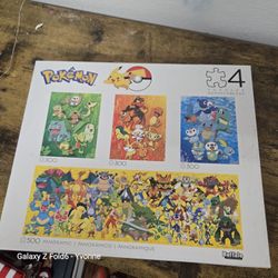 Buffalo Games Pokémon 4-Puzzle Box Set, Used,  OPENED,