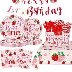 194 Pcs Strawberry Theme Party Decor & Supplies $12