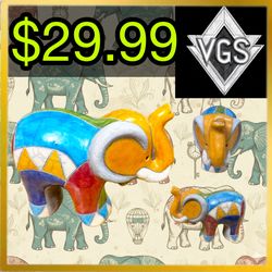 *VINTAGE* Colorful Ceramic Elephant Figurine Decor 1990s