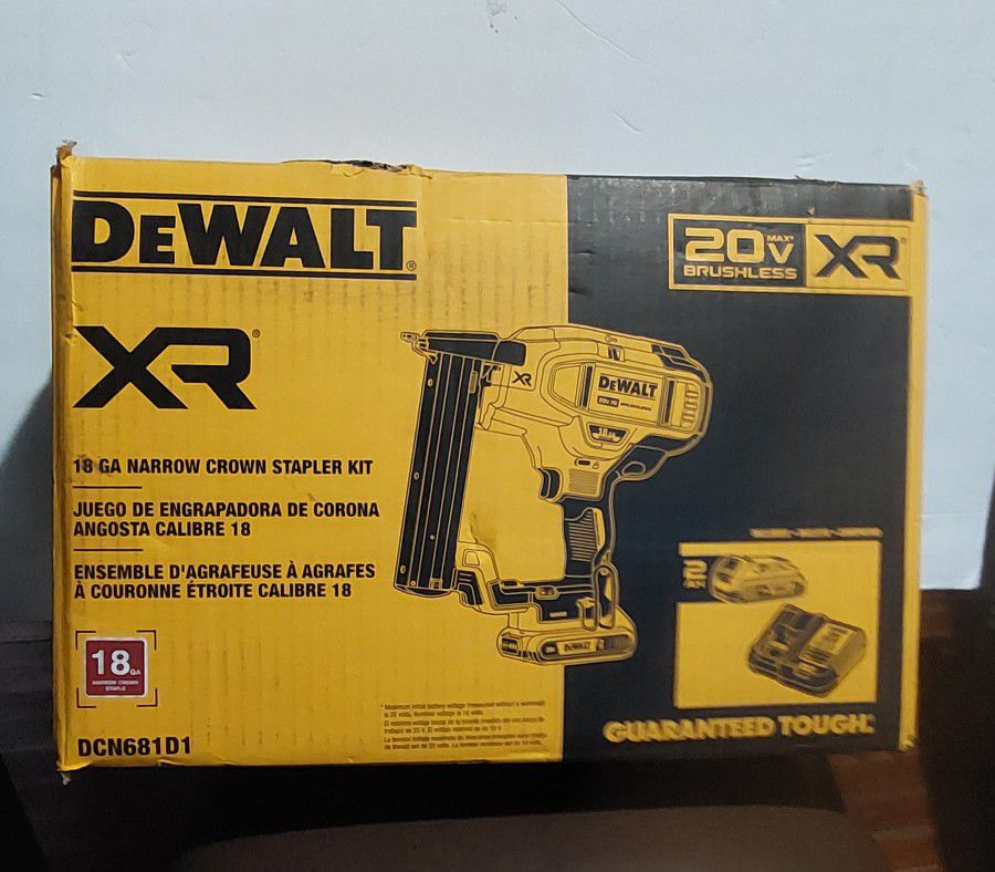 Dewalt 20V MAX XR Lithium-Ion Cordless 18-Gauge Narrow Crown Stapler Kit with 2.0Ah Battery, Charger and Contractor Bag

 Brand New Tool Cash Or Zelle
