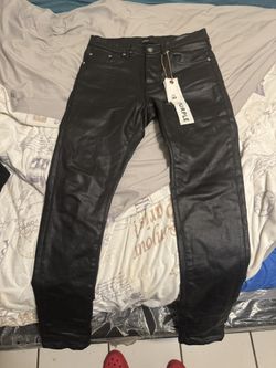 black Leather Purple Jeans Size 30
