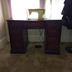 Vintage Cabinet And Sewing Machine 