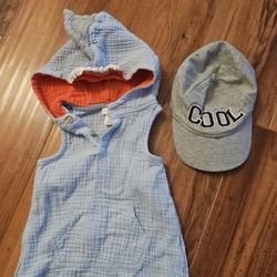 Muslin Baby Shark Onesie & Hat