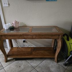 Glass Top Wooden Coffee Table