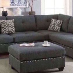 New Gray Or Black Sectional And Ottoman Sofa Couch 