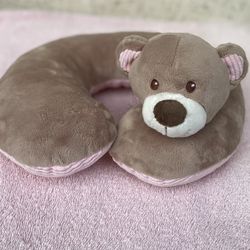 Kelley Baby Pink Bear Travel Pillow.
