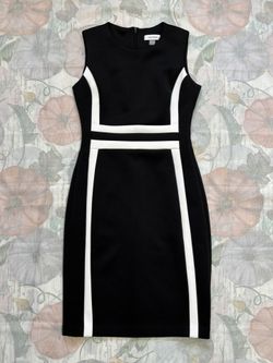 Calvin Klein Women's Jewel-Neck Sleeveless A-Line Midi Dress Size 4 Black White