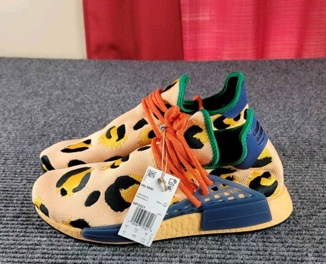 Mens Size 12 adidas Pharrell x NMD Human Race Animal Print - Pulse Amber New