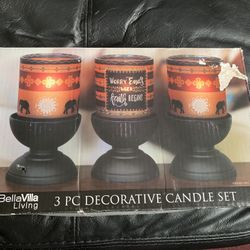 New In Box 3 Piece Decorative Candle Set