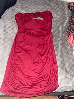 Red strapless dress