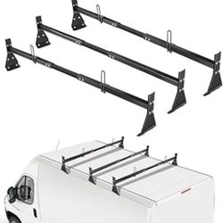 Adjustable Van Ladder Roof Racks, Universal Roof Ladder Rack, Fit Chevy Express Fullsize Van 1996-Up,Suitable for Vans with Rain Gutter-3Pack Load Cap