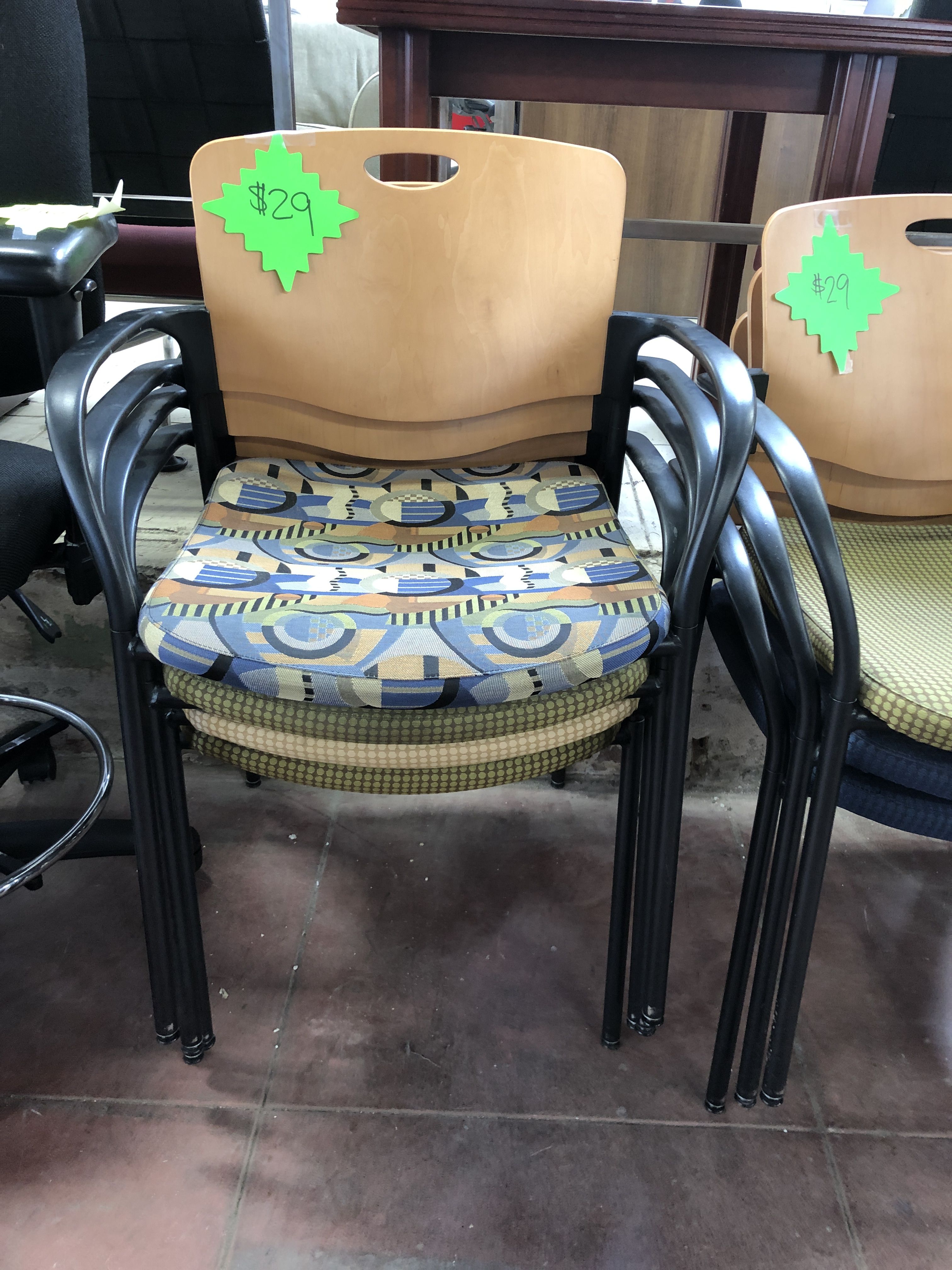Used Stacking/Wood/Upholstered Office Side Chairs $29ea.