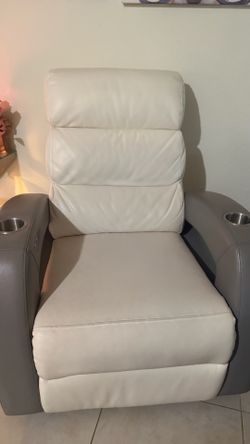 White and grey Recliner seat