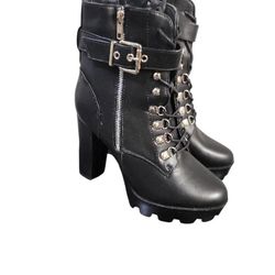 Stylish Black WOMEN'S BOOTS With Gold Accents