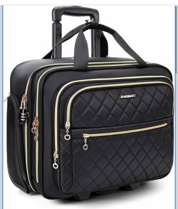 BAGSMART Women’s Rolling Laptop Bag 15.6” Wheeled Carry-On Briefcase TSA Lock Black