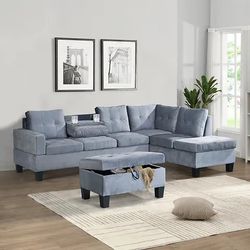 Gray Living Room Sofa Sectional