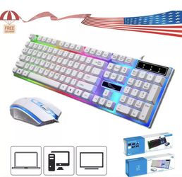 Computer Gaming RGB Keyboard And Mouse LED Colorful Backlit Ergonomic Design
