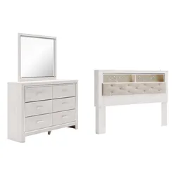 Altyra King Bookcase Headboard Bed with Mirrored Dresser Ultimate Bargain Blowout
