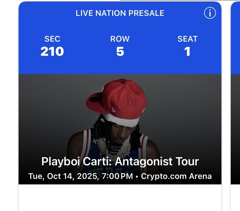 1 Playboi Cart Tickey 10/14 LA show 