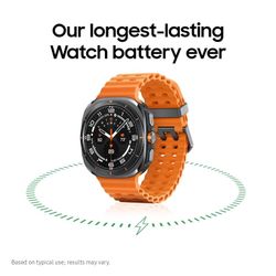 Samsung Galaxy Watch Ultra 47mm LTE Cellular Titanium Smart Watch, Titanium Gray, Orange Sport Band