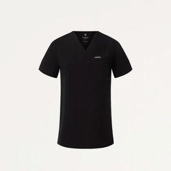 Jaanuu Rhena Slim Scrub Top Size S Black V-Neck, New