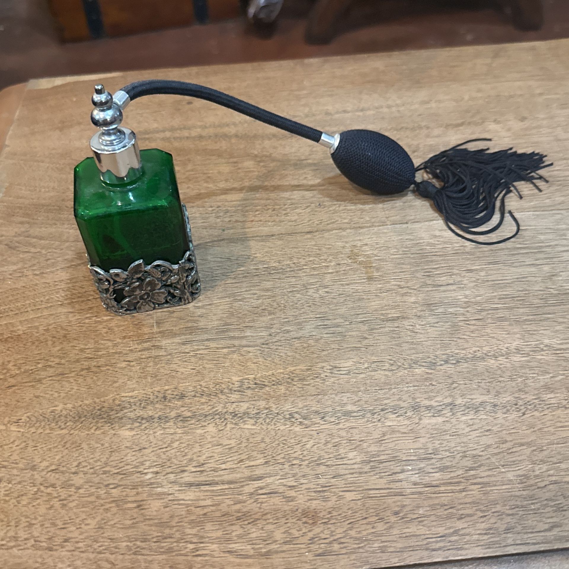 Vintage Green Glass Perfume Atomizer