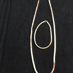 925 Silver Flat Chain 22in & Bracelet 8in