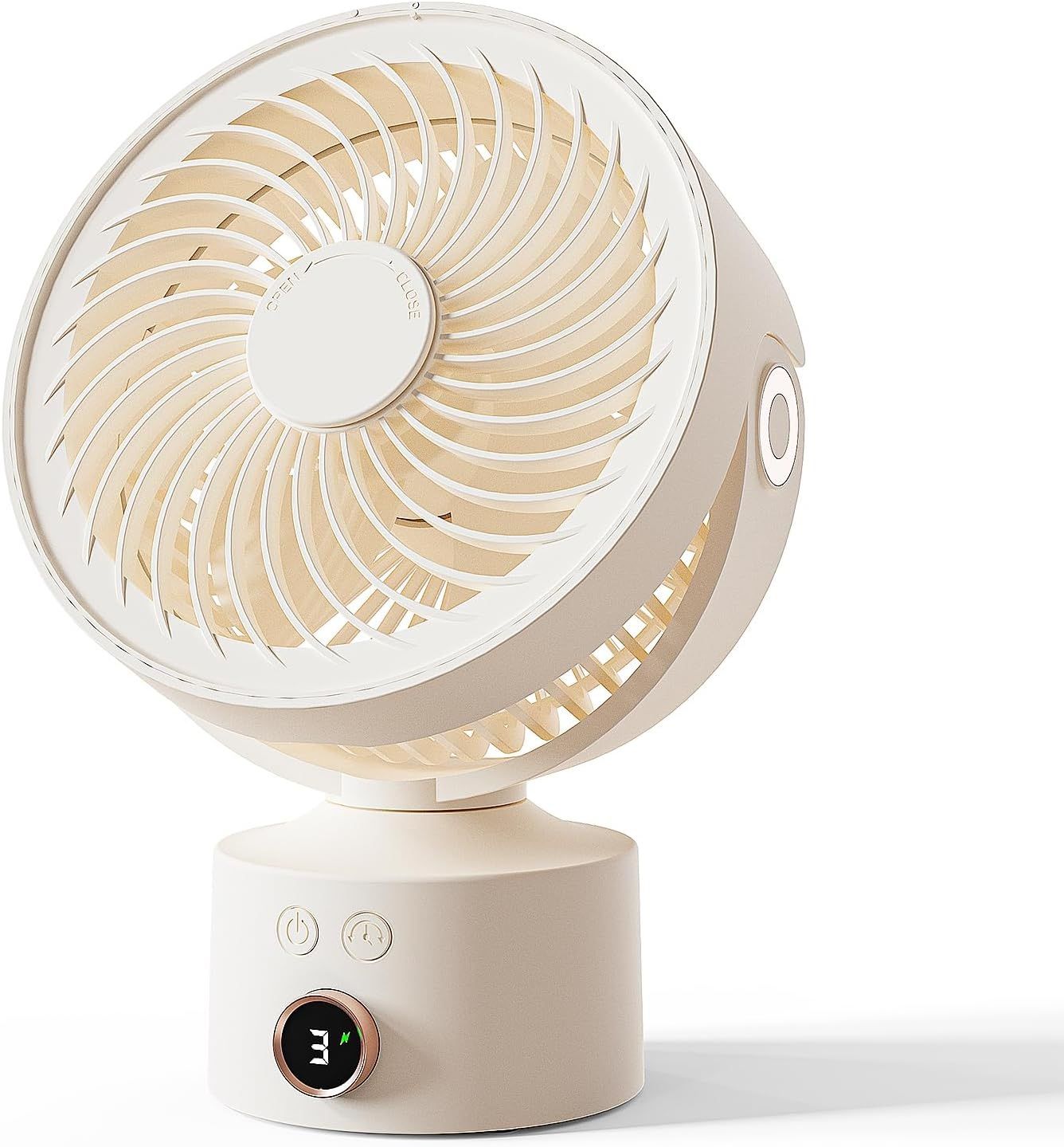 Desk Fan, Small Oscillating Fan for Bedroom, 9 Inch Table Fans Quiet,Desk Air Circulator Fan with 3 Speeds, 4H Time, Rechargeable Fan for Office/Dorm/