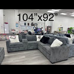 Corduroy Sectional With Ottoman New In Box 