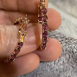 Tanzanian Wine Garnet Inside Out Hoop Earrings - new!
