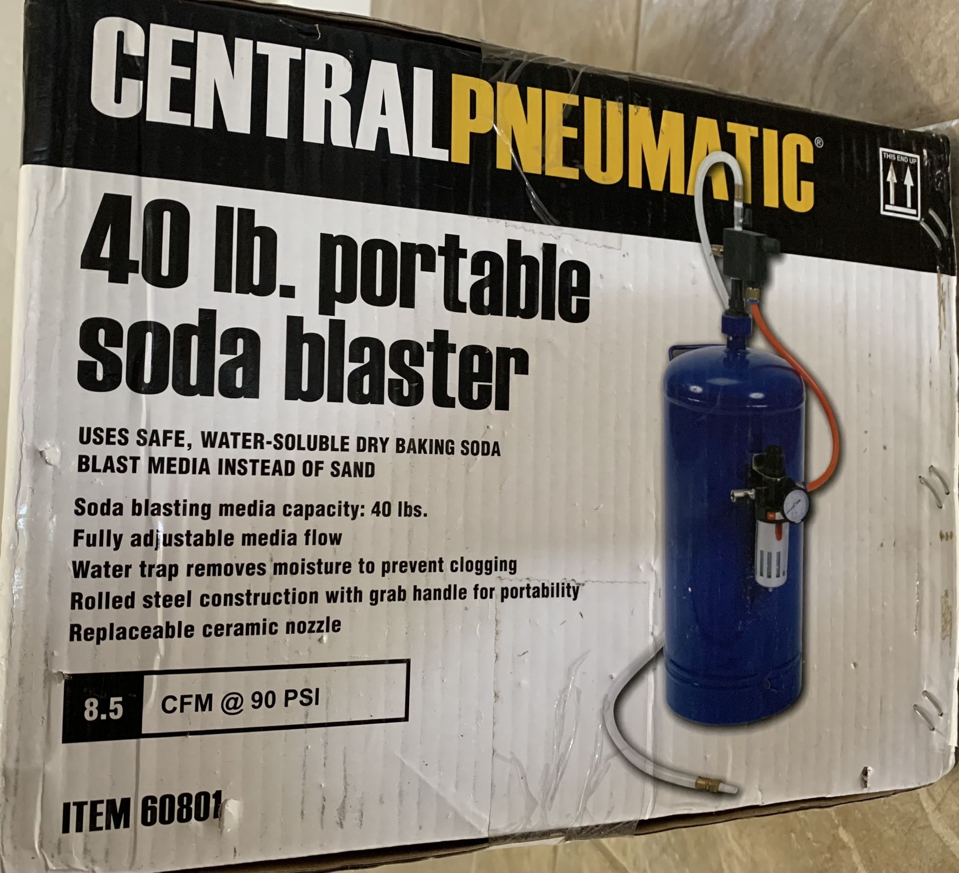 Central pneumatic 40 lb online portable soda blaster