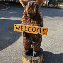 Chainsaw Carved Moose Decor - 42” Tall - Cabin Lake Decor
